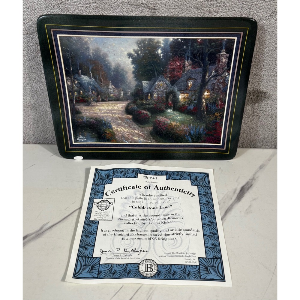 Bradford Exchange Thomas Kinkade Cobblestone Lane Plate OS authentic Chip